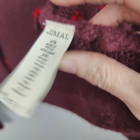 The Great The Heart Lodge Cardigan Sweater Womens 1 Small Burgundy Knit Burgundy - Picture 11 of 13